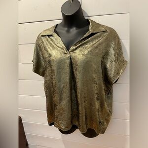 📍💛 HOLLY & JOEY GOLD & BLACK SHIMMER BLOUSE – ONE SIZE (NEW)